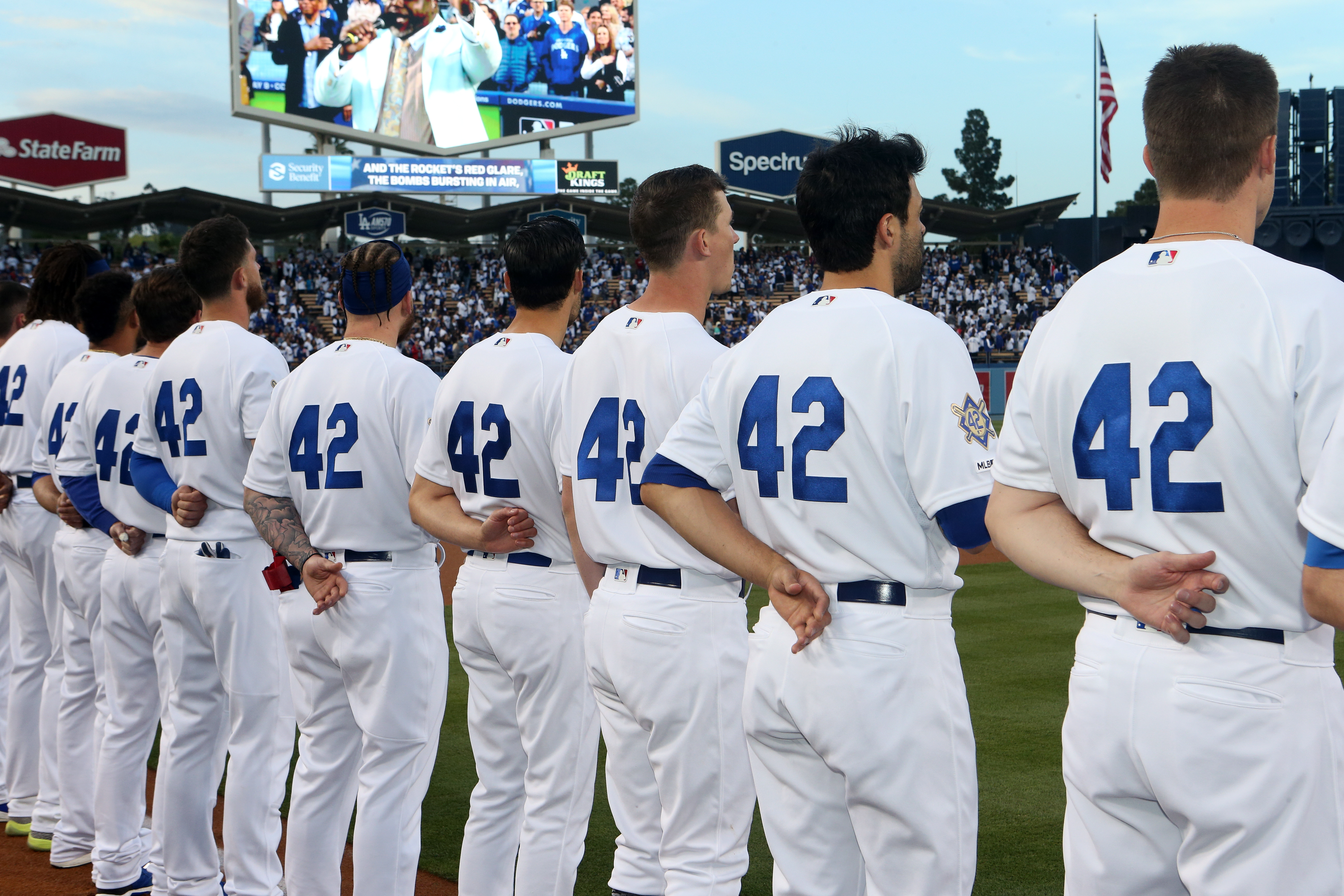 Today, we all wear 42. Thank you to - Los Angeles Dodgers