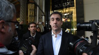 Michael Cohen, former personal lawyer to U.S. President Donald Trump, exits his home in New York