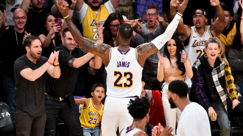 LeBron Celebrates With Fans
