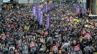 Hong Kong Demonstrators Gather for Mass March As Protest Momentum Faces Test