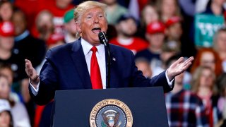 President Donald Trump at Battle Creek, Michigan rally