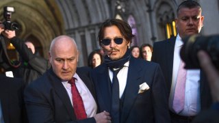 Johnny Depp is seen leaving the Royal Courts of Justice on February 26, 2020 in London, England.