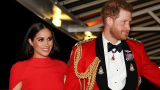 In this March 7, 2020, file photo, Prince Harry, Duke of Sussex, and Meghan, Duchess of Sussex, arrive to attend The Mountbatten Festival of Music at the Royal Albert Hall in London.