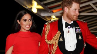 In this March 7, 2020, file photo, Prince Harry, Duke of Sussex, and Meghan, Duchess of Sussex, arrive to attend The Mountbatten Festival of Music at the Royal Albert Hall in London.