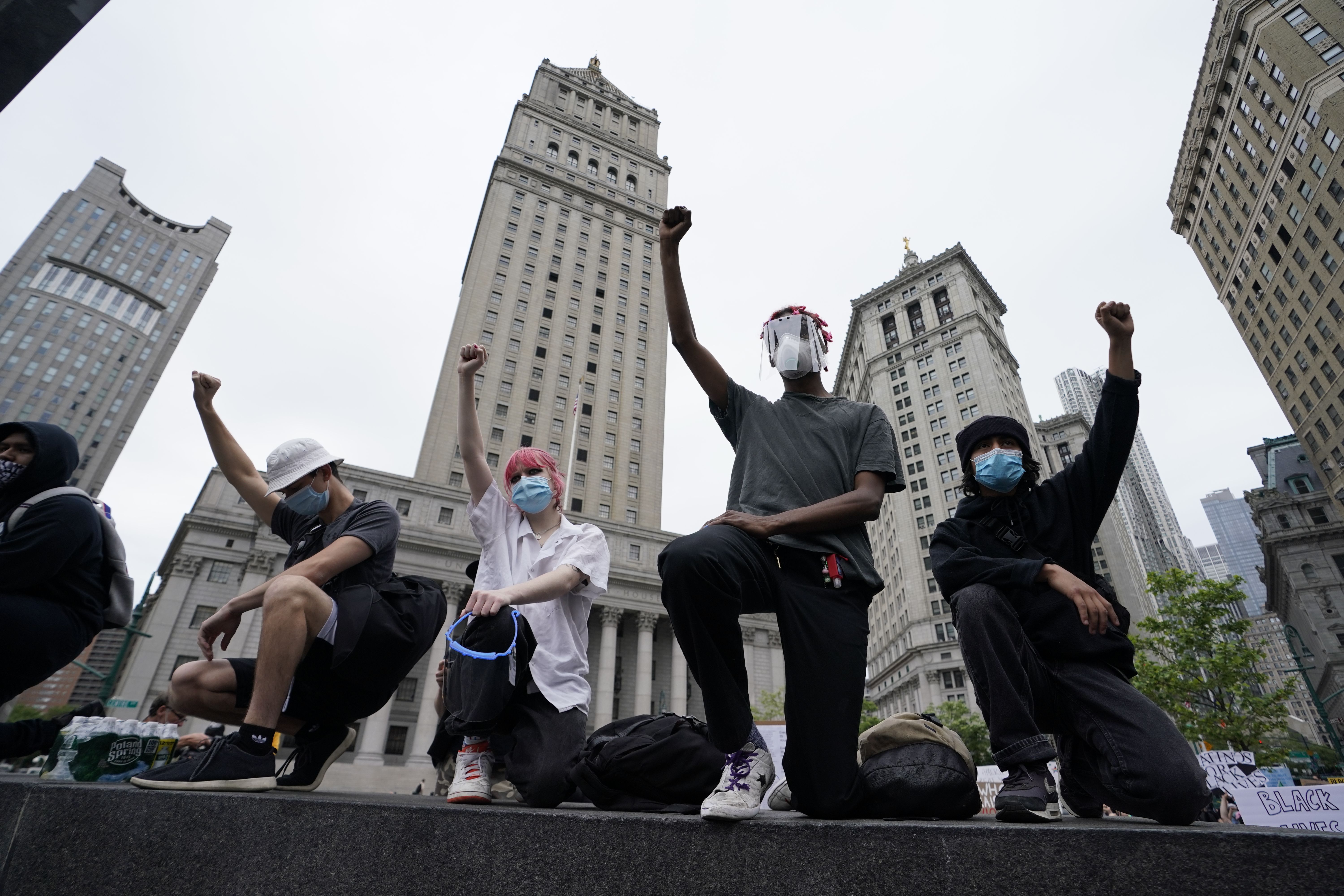 Protesters demonstrate on June 2, 2020, during a “Black Lives Matter” protest in New York City. Anti-racism protests have put several U.S. cities under early evening curfew to suppress rioting, following the death of George Floyd while in police custody.