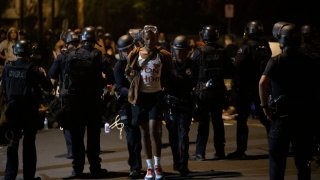 Arrests made for curfew vilotation after a day of peaceful protest against police brutality and to demonstrate in Los Angeles, CA. The protests were sparked by the death of George Floyd.