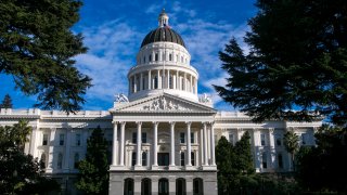 The dome and exterior of the State Capitol building in California