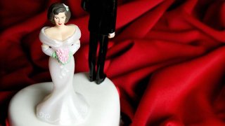 Bride and groom cake topper.