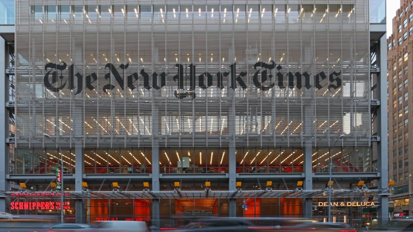 The New York Times Building at 8th Avenue in Midtown at Dawn