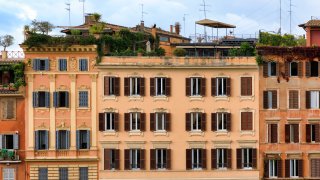 A building with balconies in Rome