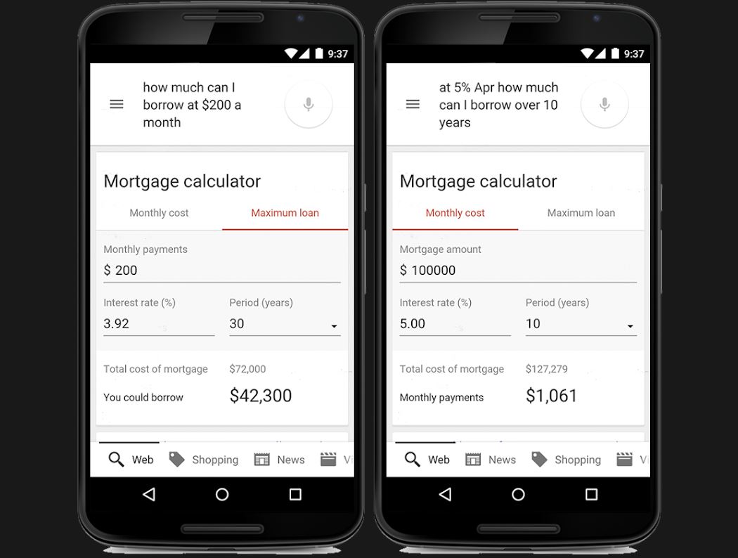html code for google mortgage calculator
