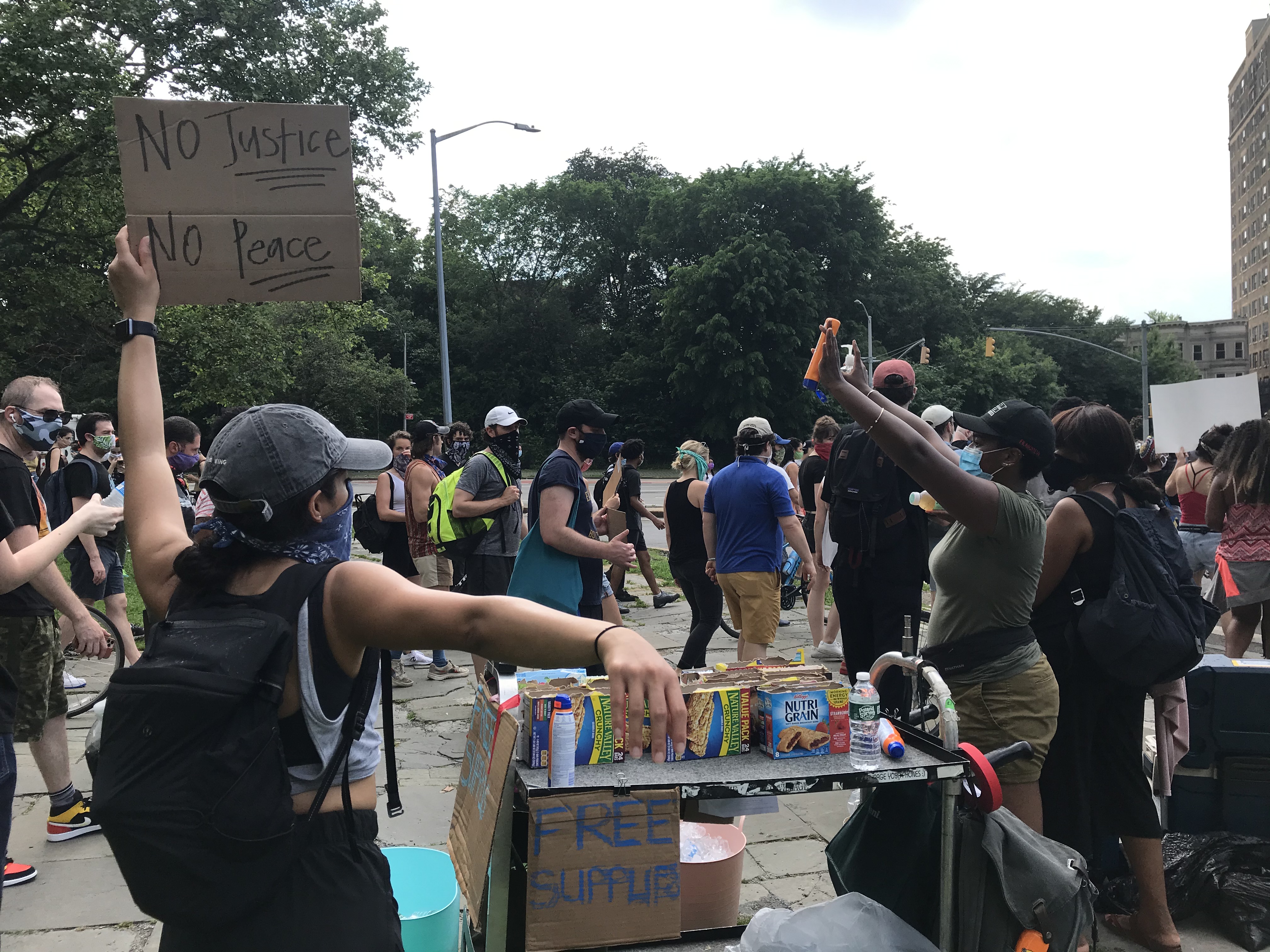 Protesters march through Brooklyn on June 6, 2020