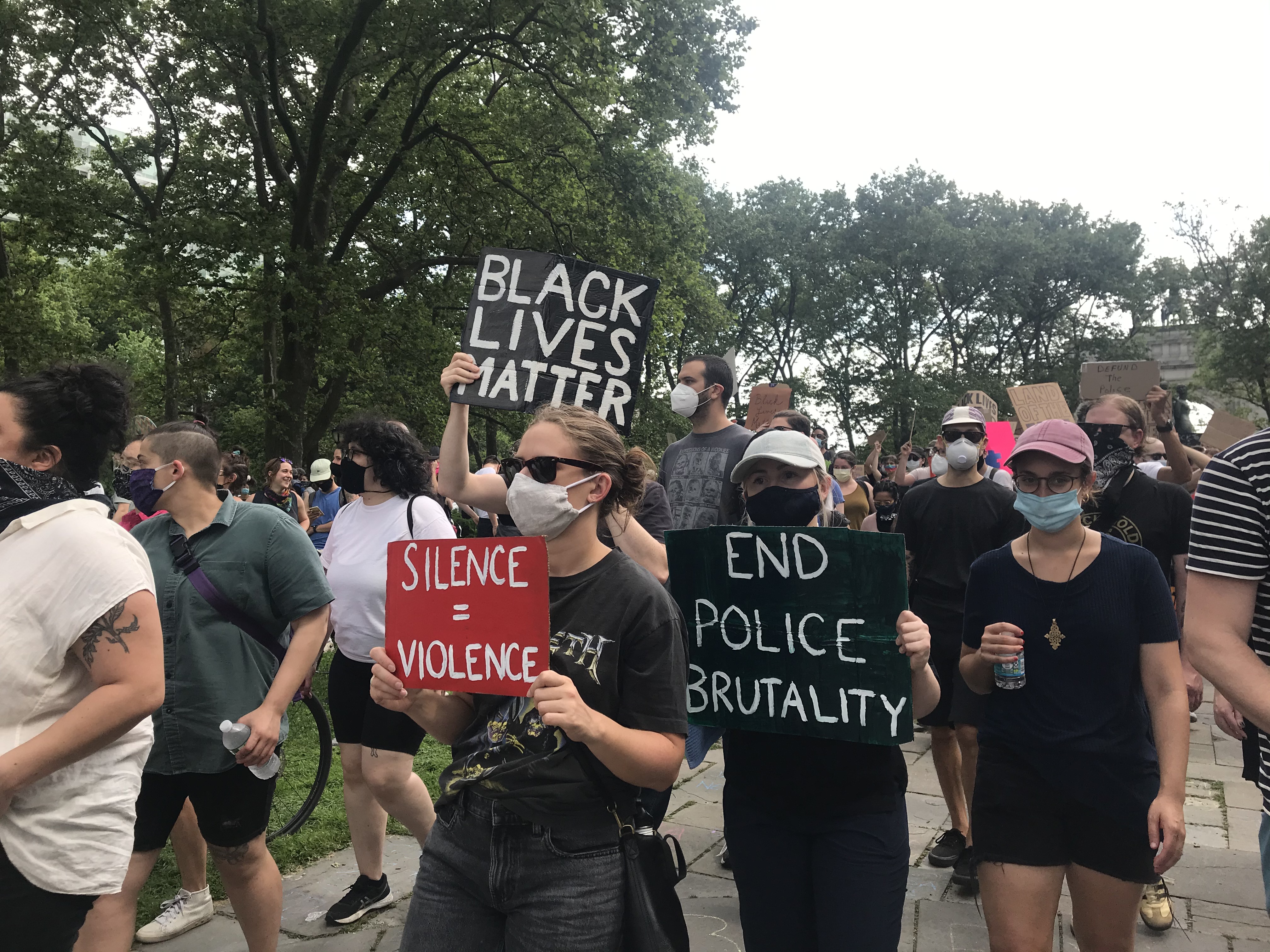 Protesters at a march in Brooklyn, New York, on June 6, 2020