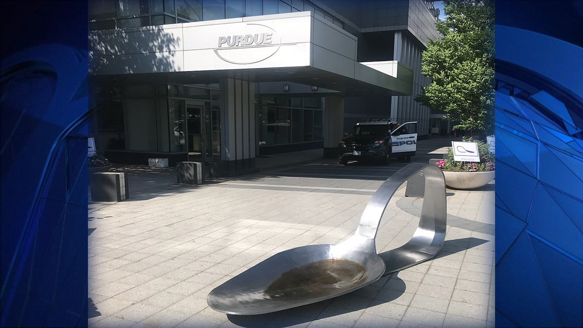 Drug Spoon Sculpture Placed Outside Drugmaker’s Headquarters NBC Los Angeles