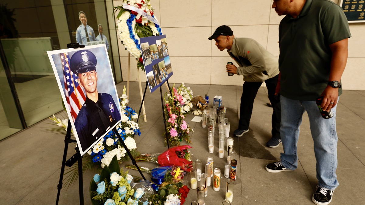 LAPD Honors an Officer Killed After Confronting Suspected Gang Members