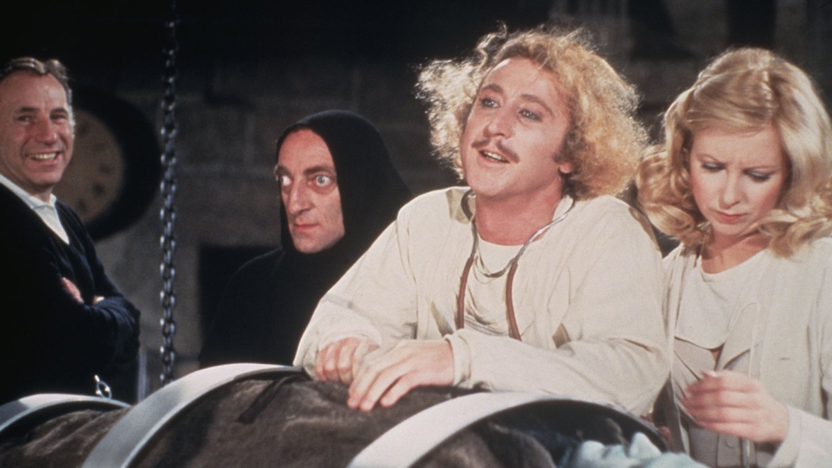 Gene Wilder (with, from left: Mel Brooks, Marty Feldman and Teri Garr) in "Young Frankenstein" (1974): "With such a specimen for a body, all we need now is an equally magnificent brain."