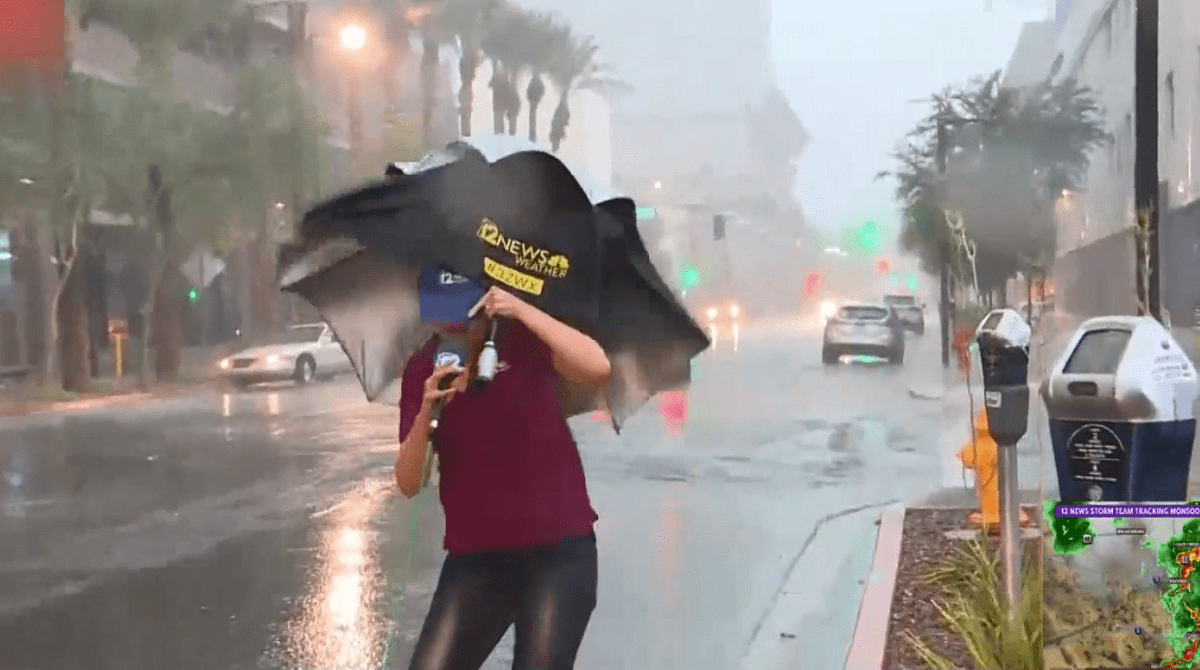 Phoenix Meteorologist Battles Monsoon Weather NBC Los Angeles