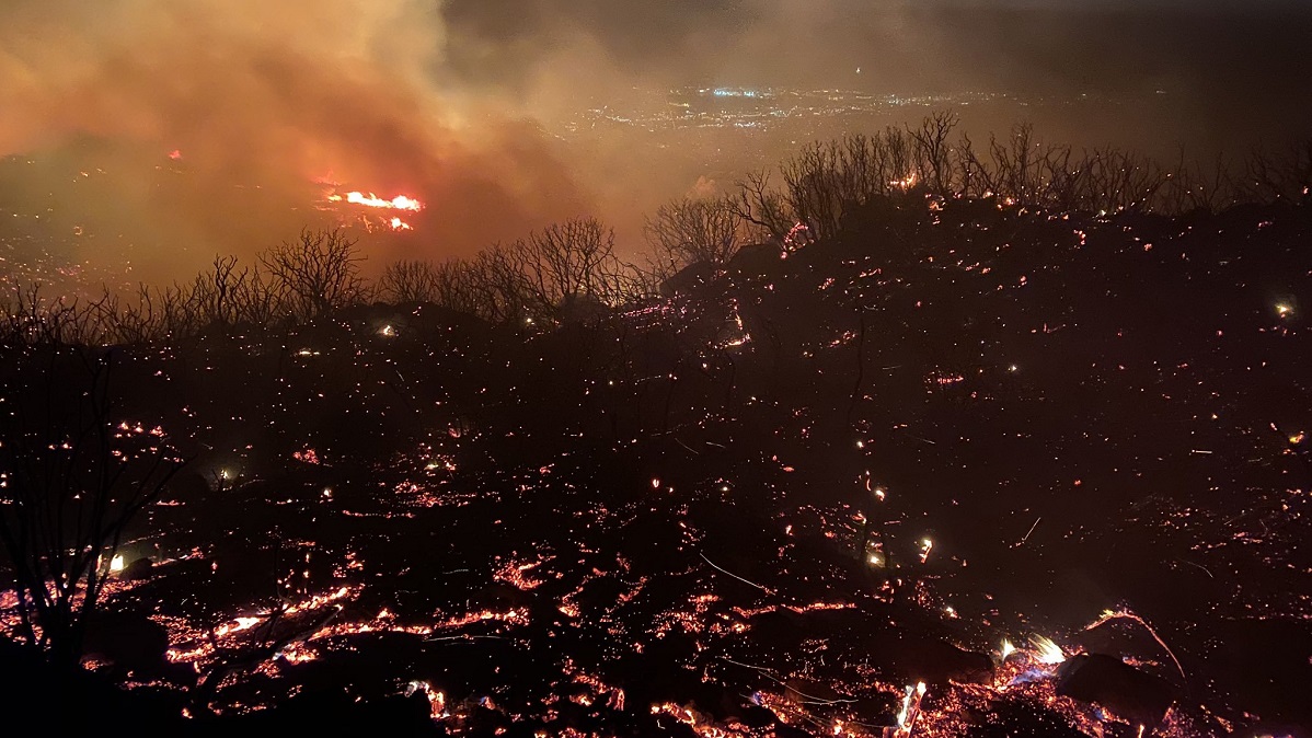 A wind-driven fire in Santa Barbara forced evacuations on Monday, Nov. 25, 2019. 