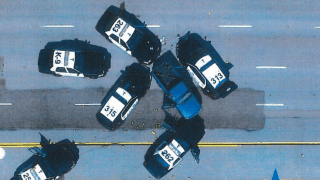 Aerial image of police cars after shooting