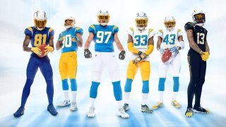The Los Angeles Chargers unveiled their newest jerseys on April 21.