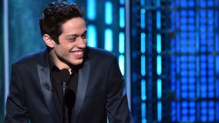 In this March 14, 2015, file photo, Pete Davidson speaks onstage at The Comedy Central Roast of Justin Bieber at Sony Pictures Studios in Los Angeles, California.