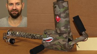 Christopher Camarillo was arrested after authorites found a flamethrower, multiple assault rifles and more than 20,000 rounds of ammunition at his home.