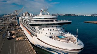 Cruise ship docked.