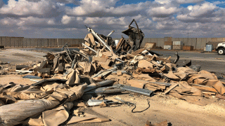 Rubble and debris are seen at Ain al-Asad air base in Anbar, Iraq, Monday, Jan. 13, 2020. Ain al-Asad air base was struck by a barrage of Iranian missiles on Wednesday, in retaliation for the U.S. drone strike that killed atop Iranian commander, Gen. Qassem Soleimani, whose killing raised fears of a wider war in the Middle East.