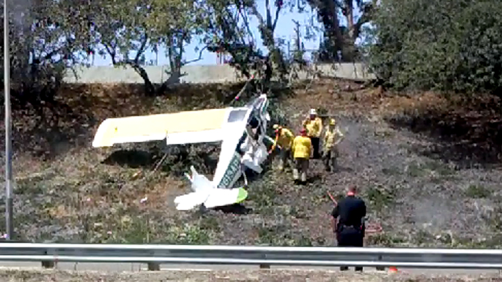 Small Plane Crashes On 405 Freeway Embankment In Long Beach   NBC Los