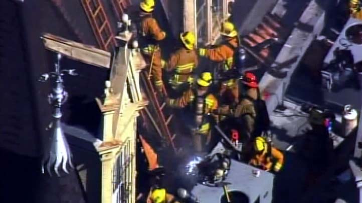 magic castle on fire closeup