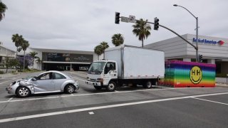 trucks barricade Torrance mall