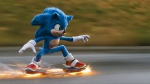 Sonic (Ben Schwartz) in SONIC THE HEDGEHOG from Paramount Pictures and Sega. Photo Credit: Courtesy Paramount Pictures and Sega of America.