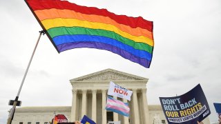LGBTQ flag outside the US Supreme Court