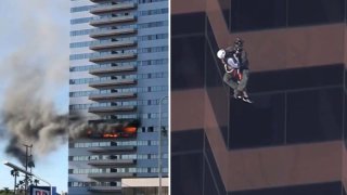 Eleven were hurt in a West LA high-rise apartment building fire Jan. 29, 2020.