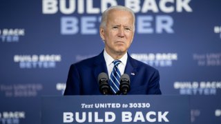 In this July 21, 2020, file photo, US Democratic presidential candidate Joe Biden speaks about on the third plank of his Build Back Better economic recovery plan for working families in New Castle, Delaware.