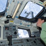 NASA astronaut and UCSD alum Megan McArthur looking at Earth from space