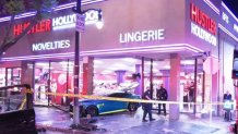 Aston Martin With Racy Yellow Stripes Crashes Into a Hustler Lingerie Store  – NBC Los Angeles