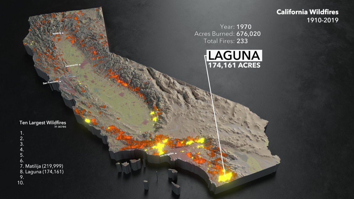 Map See California’s Wildfire History Since 1910 NBC Los Angeles