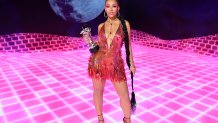 Doja Cat, winner of the PUSH Best New Artist award, presented by Chime Banking, poses in the winners room during the 2020 MTV Video Music Awards, broadcast on Sunday, August 30, 2020, in New York City.