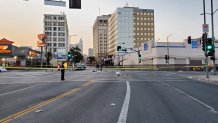 LAPD and LAFD paramedics responded to a hit-and-run traffic collision at the intersection of Wilshire Blvd, and Alvarado St. on Aug. 27, 2020.