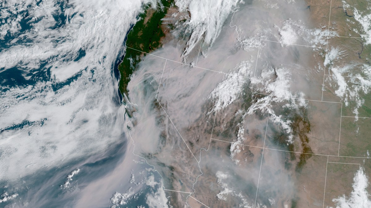 Satellite Images Capture the Long Plume of Wildfire Smoke Drifting Over