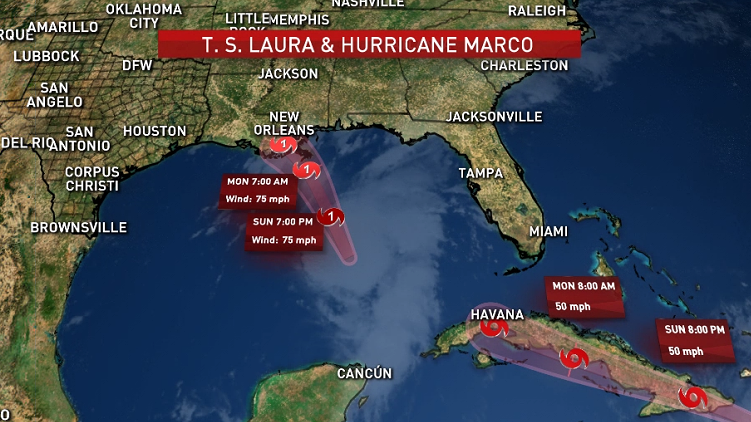 Marco Down to Tropical Storm Near Louisiana, Laura Over Cuba – NBC Los Angeles