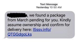 An image showing a text message phishing scam.