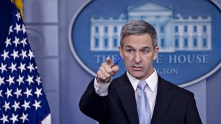 Ken Cuccinelli, acting director of U.S. Citizenship and Immigration Services (USCIS), takes a question while speaking in the White House press briefing room in Washington, D.C., U.S., on Monday, Aug. 12, 2019. The Trump Administration on Monday unveiled a new rule that would enable the government to deny green cards to immigrants who have used or are deemed likely to use government benefits.