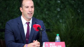 File Image: Los Angeles Angels general manager Billy Eppler at Anthony Rendon introductory press conference at Angel Stadium of Anaheim on December 14, 2019 in Anaheim, CA.