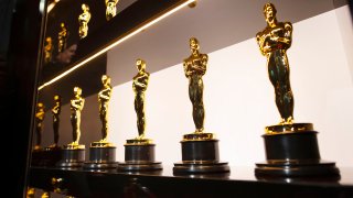 In this Feb. 9, 2020, handout photo provided by A.M.P.A.S., Oscars statuettes are on display backstage during the 92nd Annual Academy Awards at the Dolby Theatre in Hollywood, California.