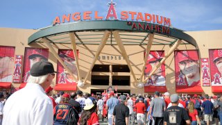 A general view of Angels Stadium in Anaheim.