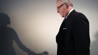 In this file photo, Former Trump campaign official Michael Caputo arrives at the Hart Senate Office building to be interviewed by Senate Intelligence Committee staffers, on May 1, 2018 in Washington, DC. The committee is investigating alleged Russian interference in the 2016 U.S. presidential election.