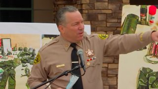 File Image: Los Angeles County Sheriff Alex Villanueva talks about arrests of protesters and seizure of helmets, armor and other items during a news conference on Thursday, Sept. 10, 2020.