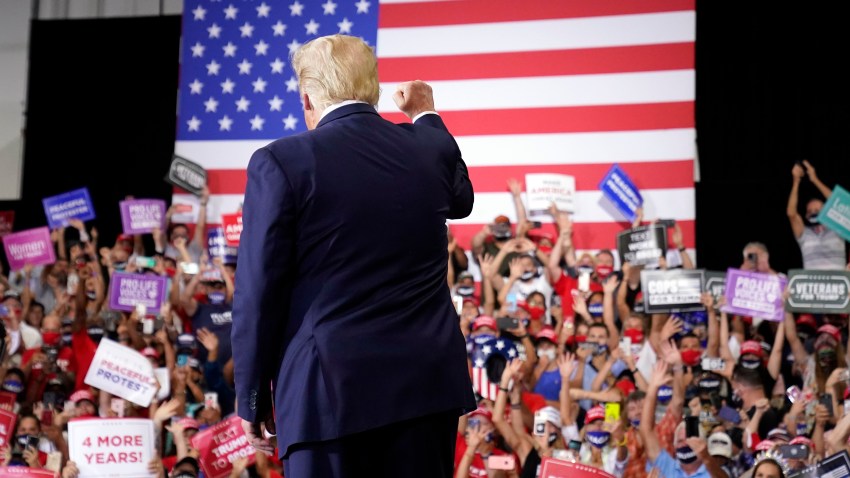 President Donald Trump arrives to speak at a rally at Xtreme Manufacturing, Sunday, Sept. 13, 2020, in Henderson, Nev.